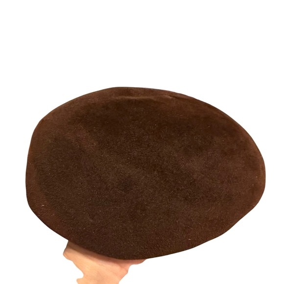 Vintage Genuine Velour Imported Fur Pillbox Hat Dark Brown Mid Century Retro - Picture 2 of 4